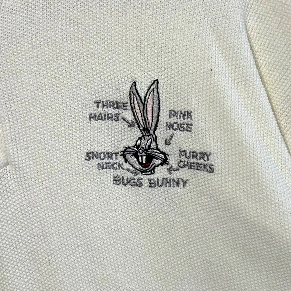 Looney Tunes Classic Bugs Bunny Embroidered Waffle Knit Top Vintage Mens Sz XL